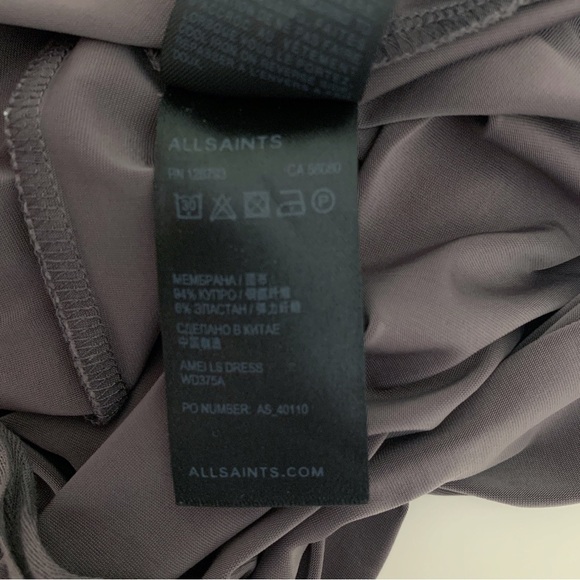 All Saints Amei Draped Front Dress 6 Grey - Picture 8 of 9